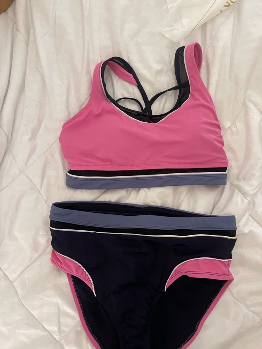 Avia Navy and Pink Athletic Swim Set